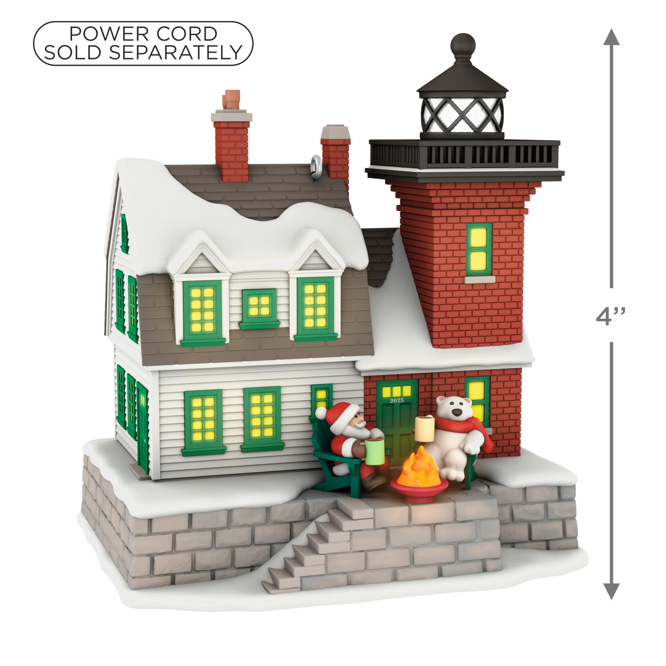 Hallmark Keepsake glowing windows and fireplace closeup adding warm holiday ambiance