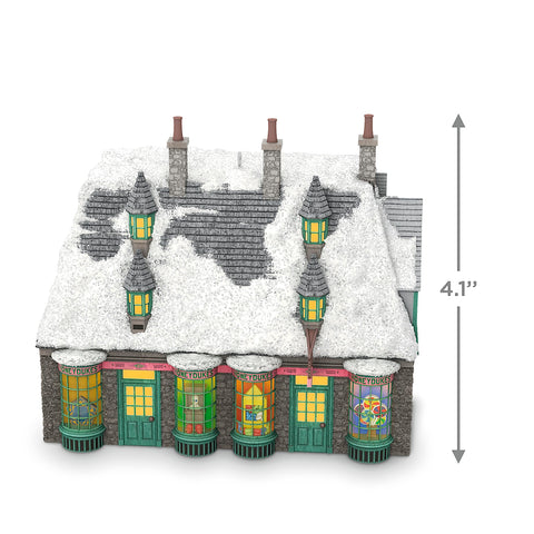 Hallmark Keepsake Honeydukes shop sign close-up showing licensed detail benefit