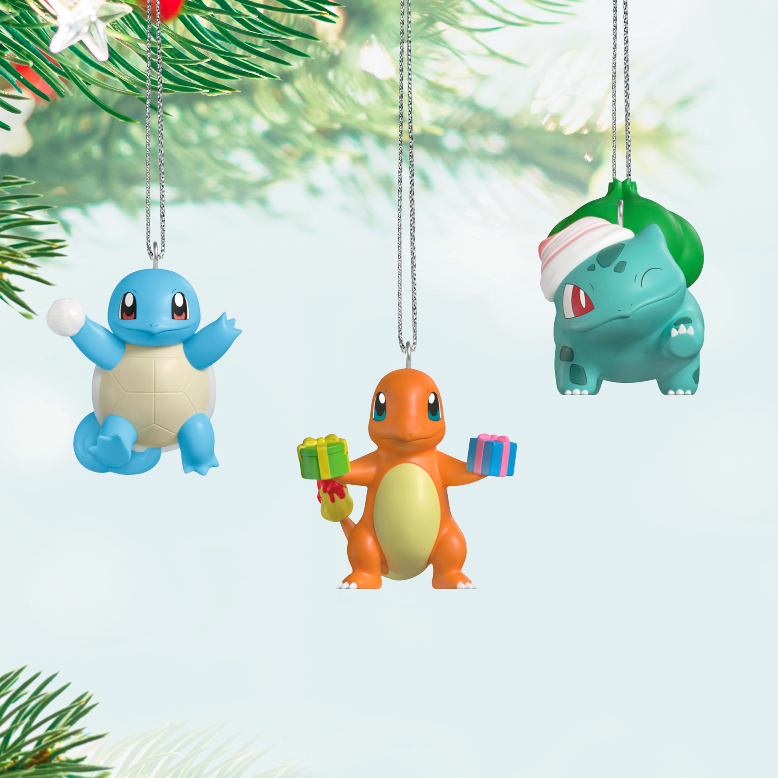 Hallmark Keepsake Charmander detail with wrapped presents highlighting sculpted features and charm