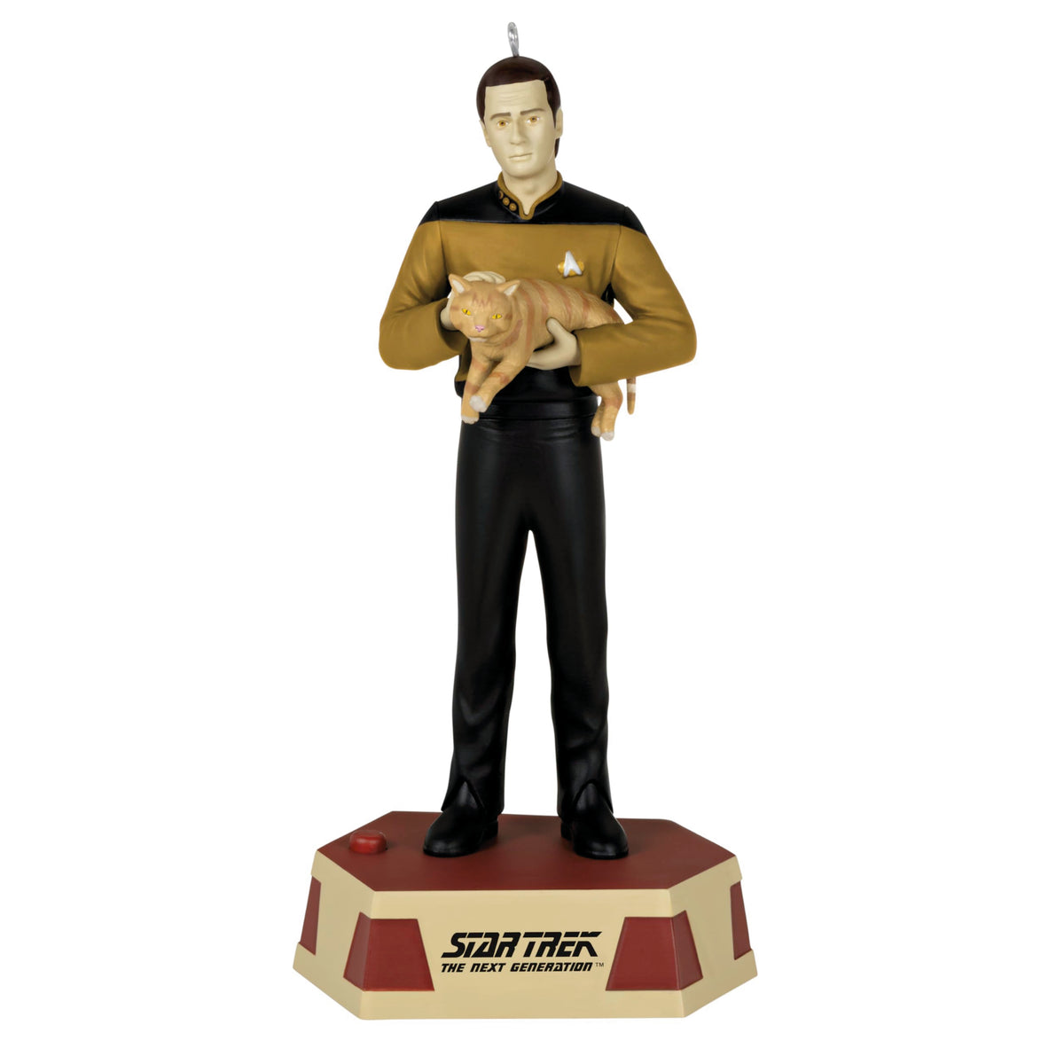 Hallmark Keepsake ornament front view showing Data likeness and audible feature delight