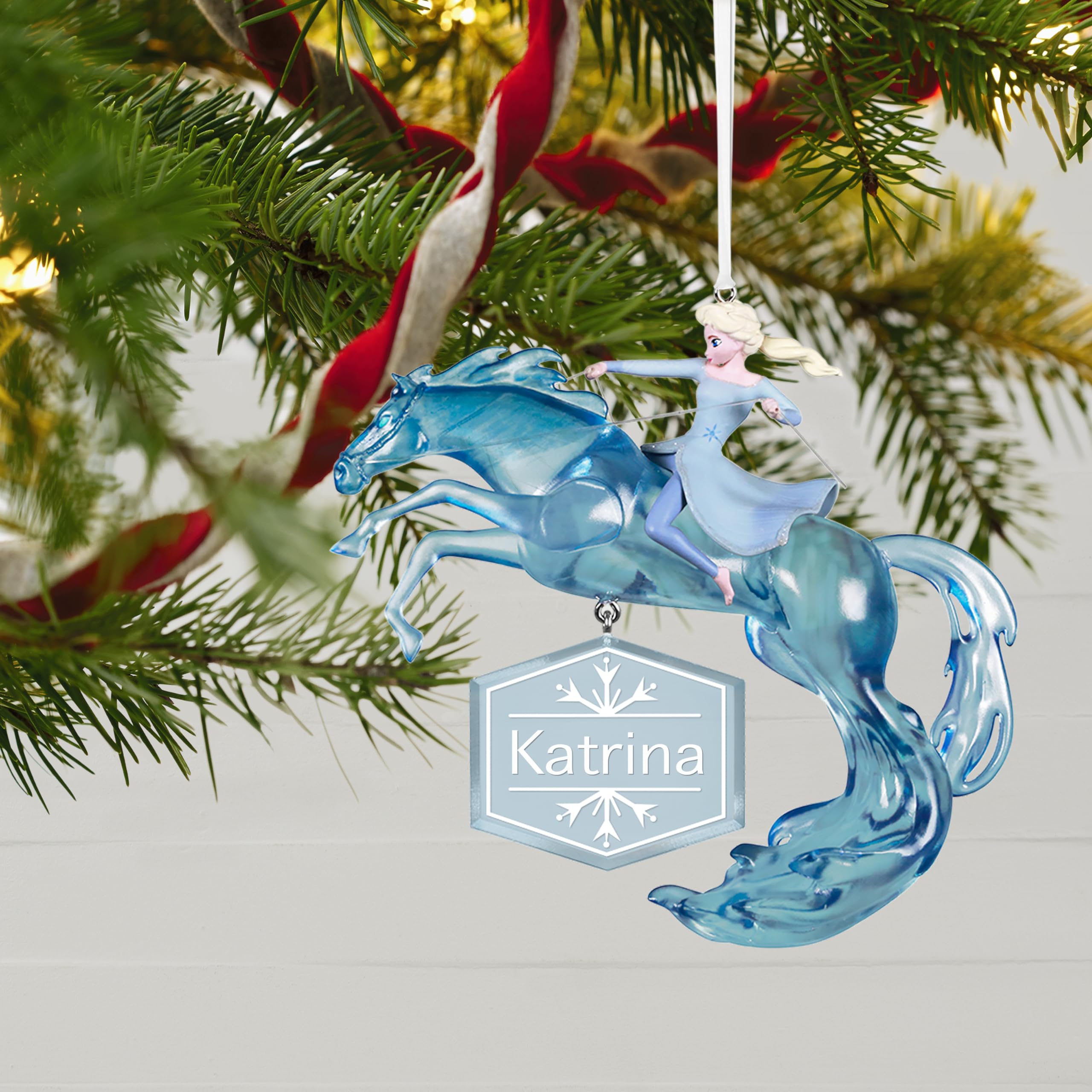 Hallmark Keepsake ornament in gift box ready to give, showing personalization charm