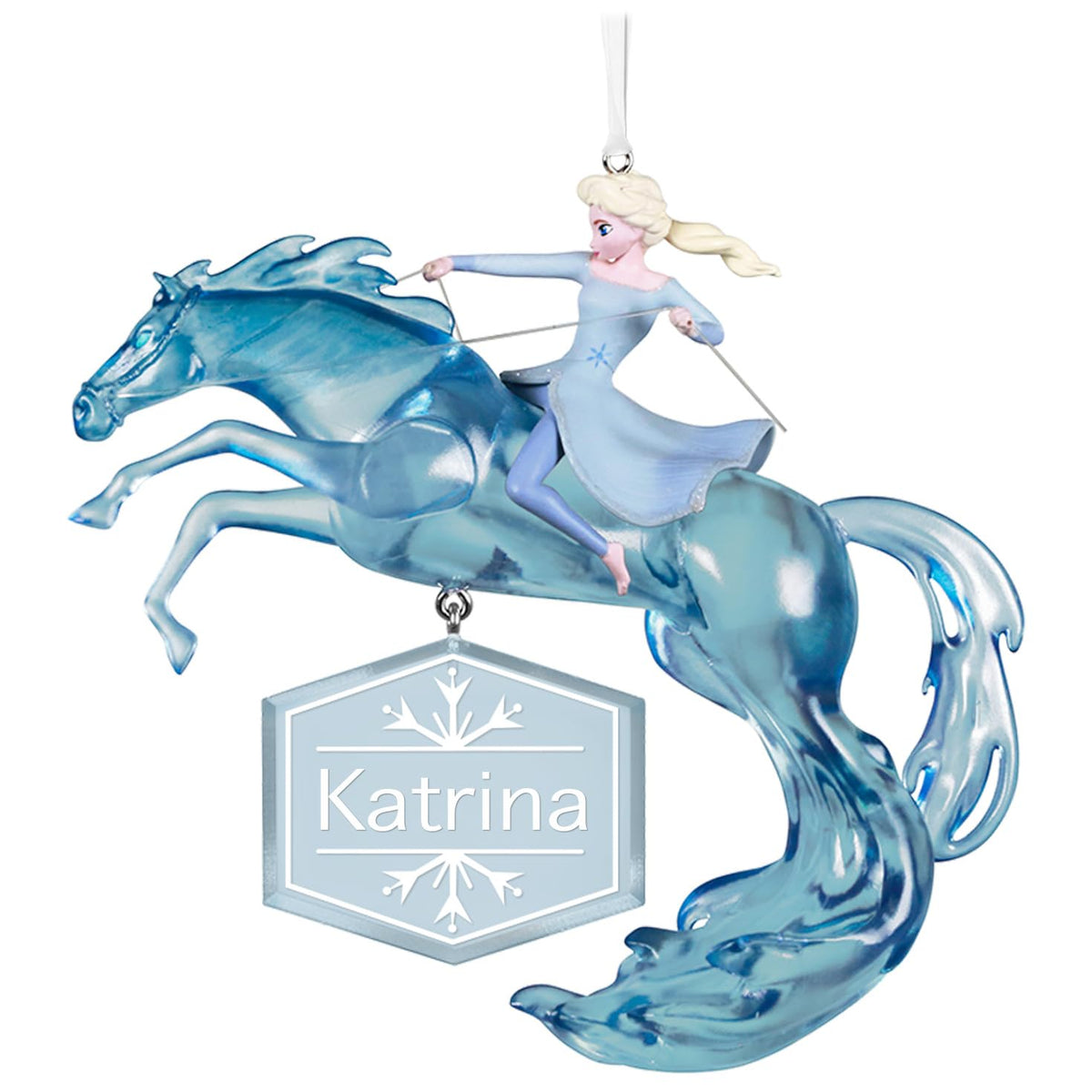 Hallmark Keepsake Elsa on Nokk front view showing sculpted detail and festivity