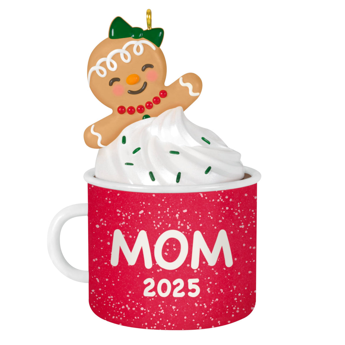 Hallmark Keepsake front view showing Mom mug ornament, ready to gift