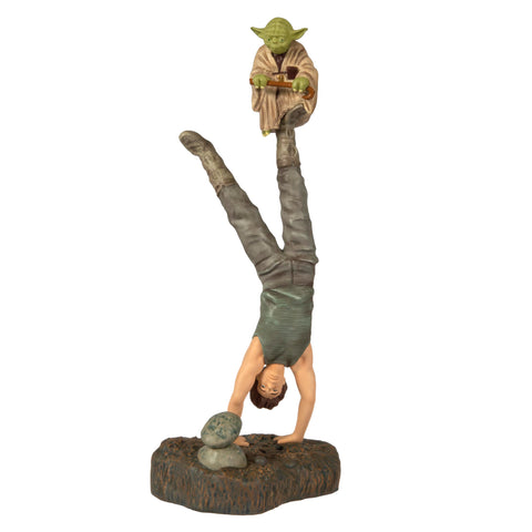 Hallmark Keepsake front view of Yoda and Luke ornament for cinematic holiday display