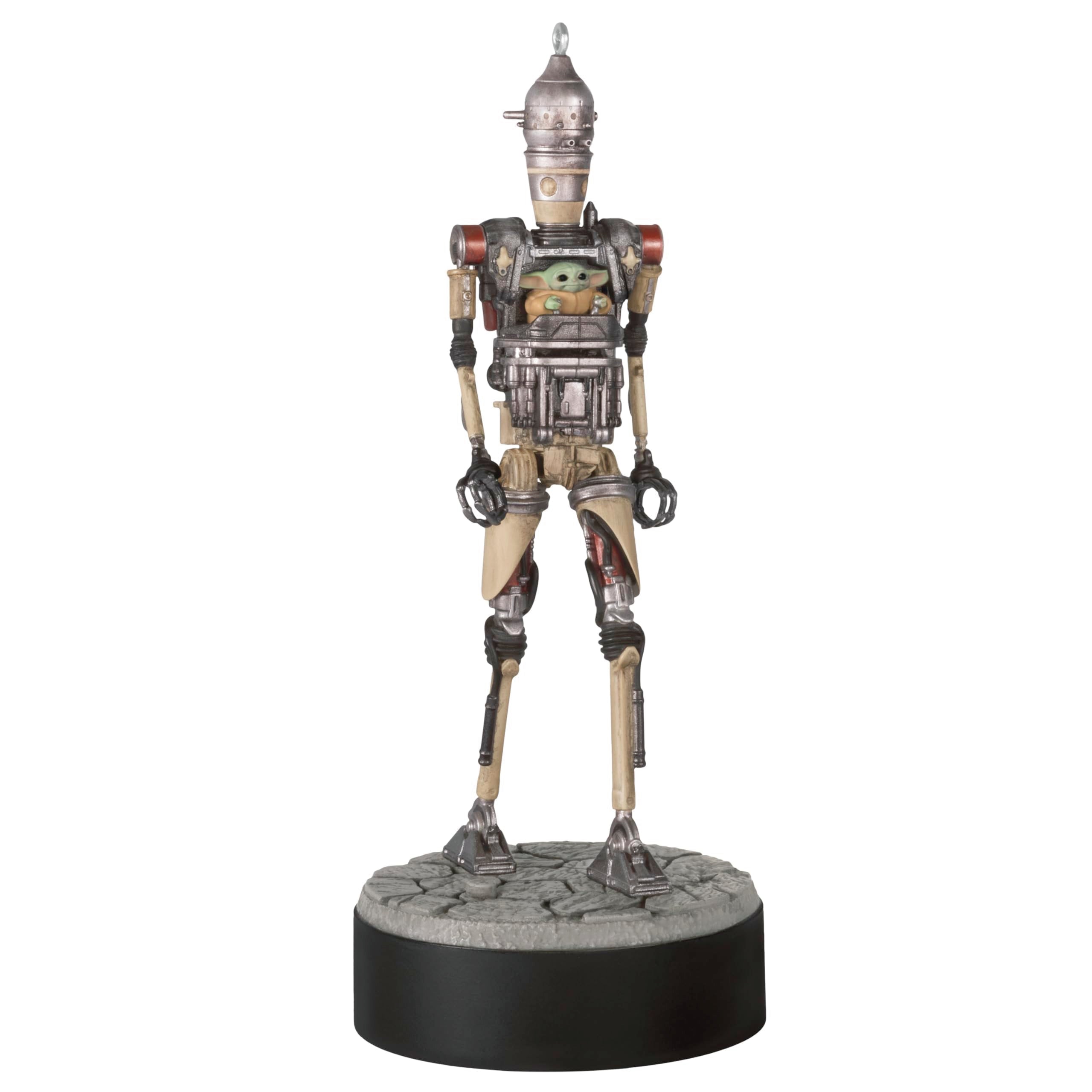 Hallmark Keepsake Grogu and IG-12 front view showing detailed sculpting and ornament appeal