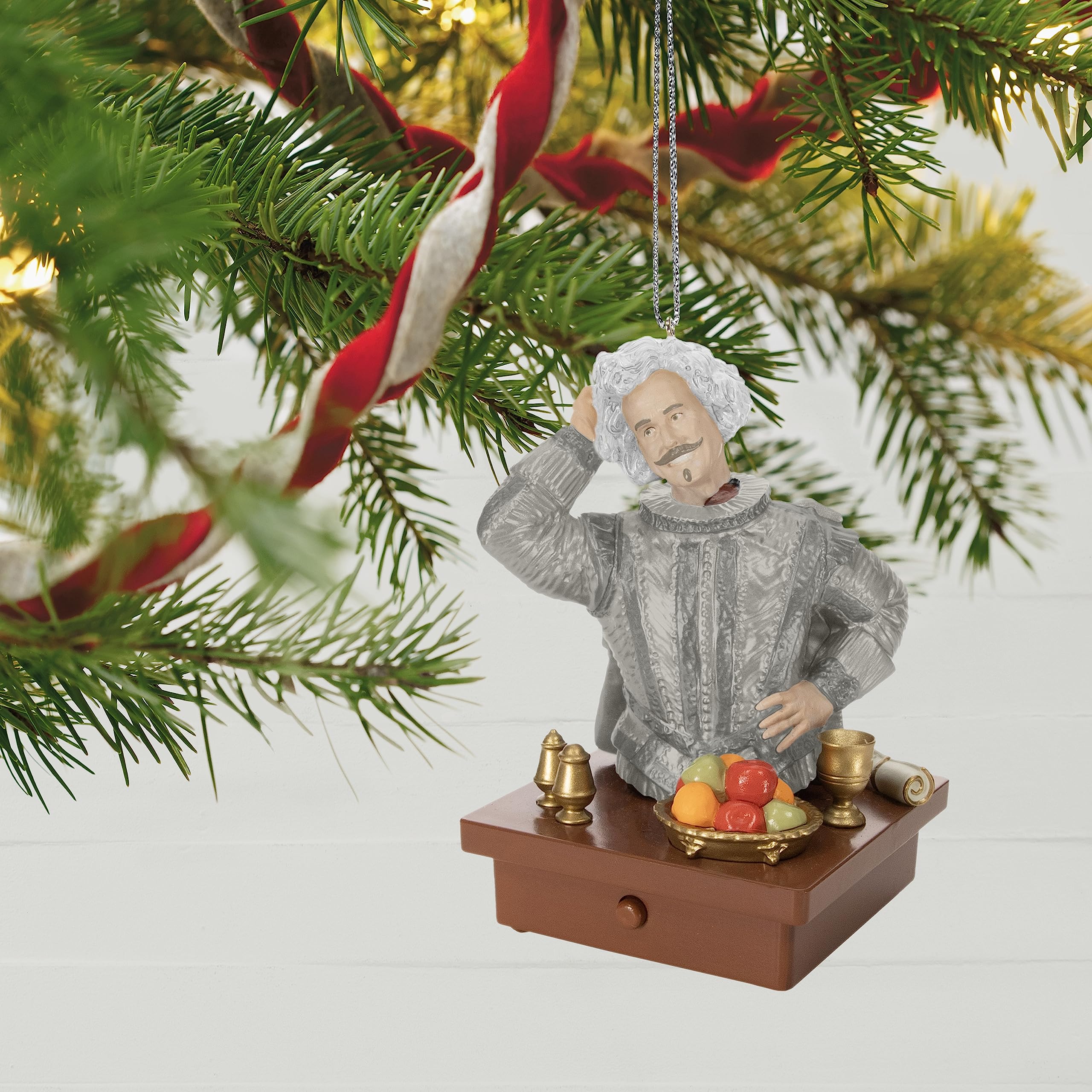 Hallmark Keepsake Nearly Headless Nick on a Christmas tree showing themed display and festive charm