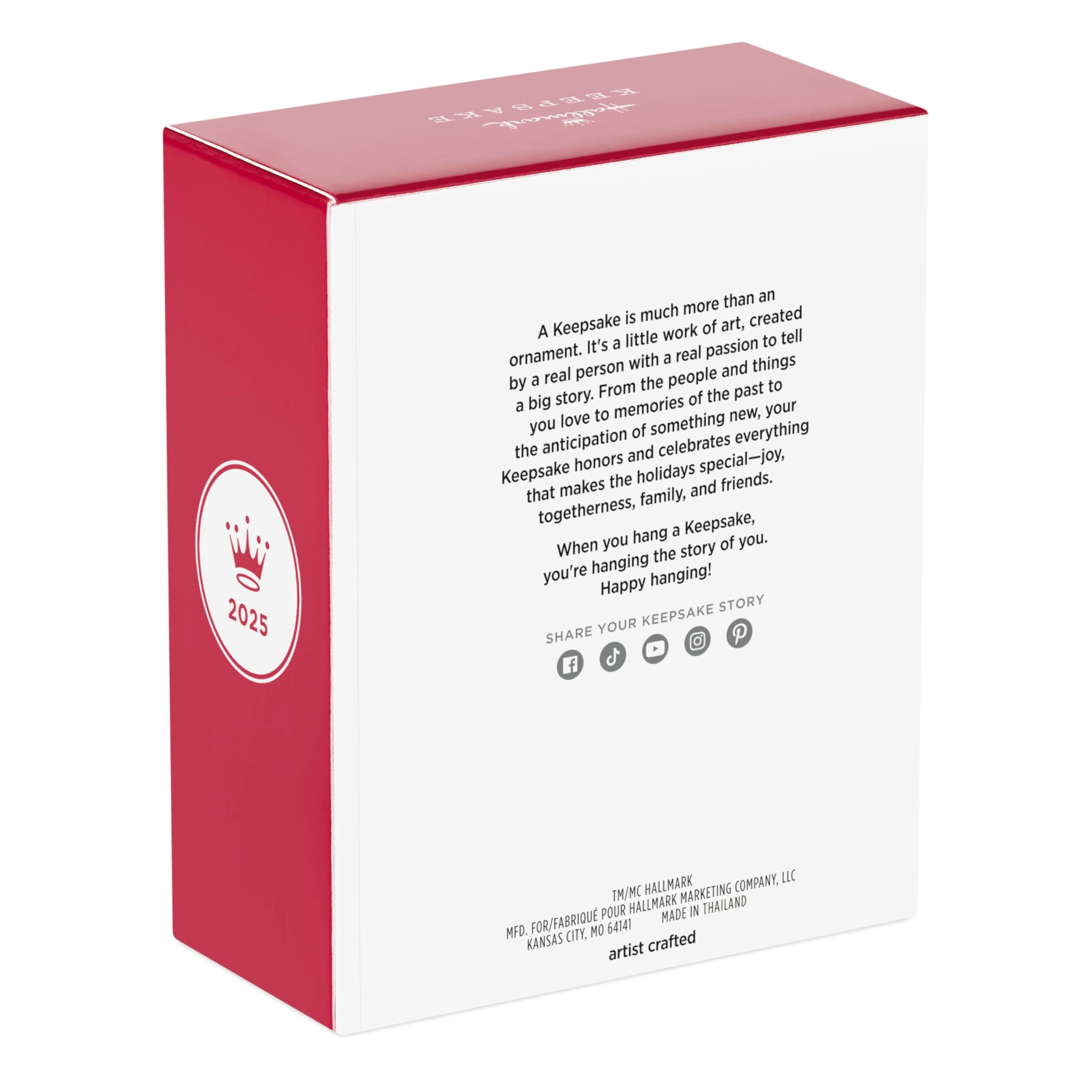 Hallmark Keepsake side profile of ornament demonstrating depth and durable plastic build