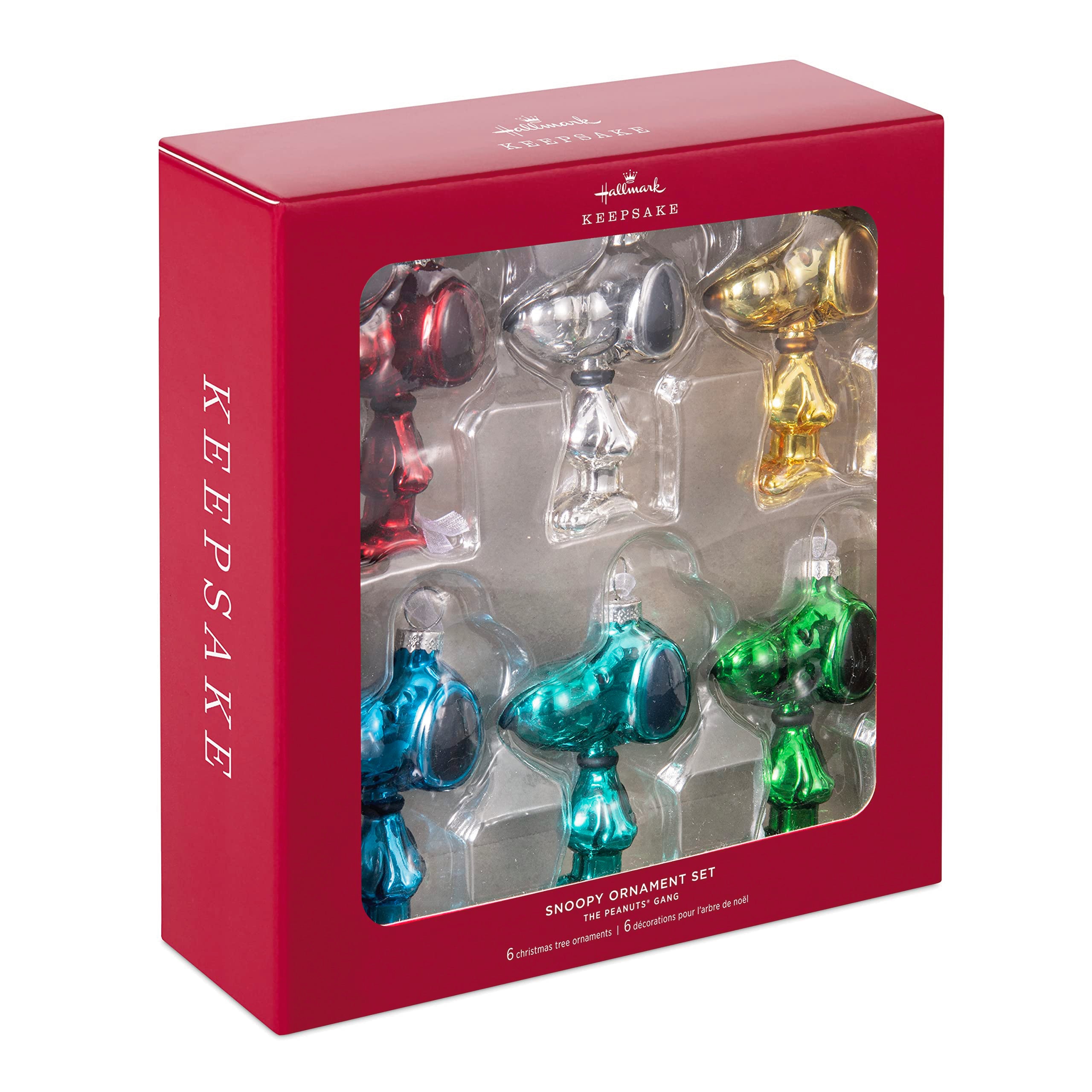 Hallmark Keepsake close-up of glass Snoopy silhouette showing reflective finish and detail