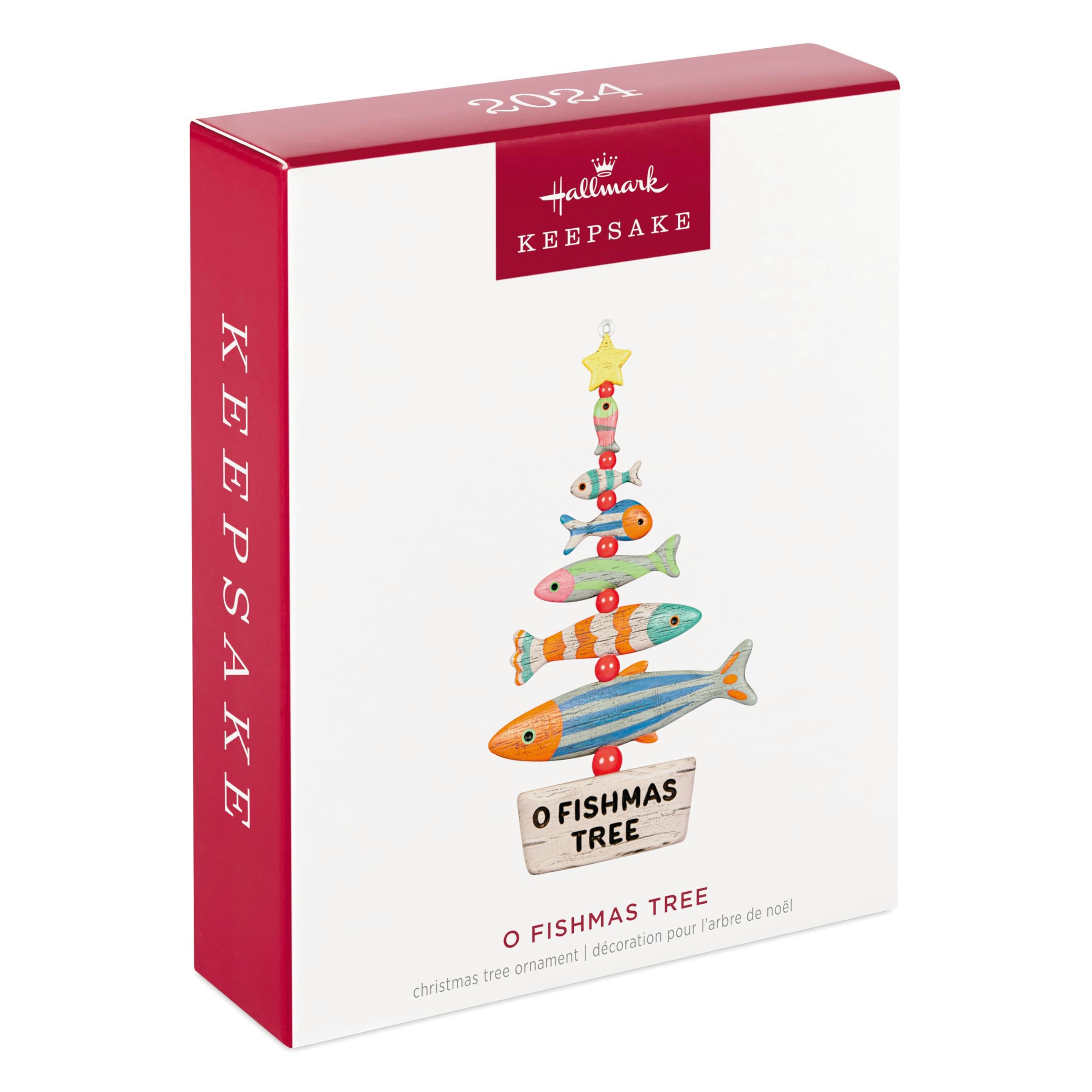 Hallmark Keepsake yellow star topper visible and festive on ornament