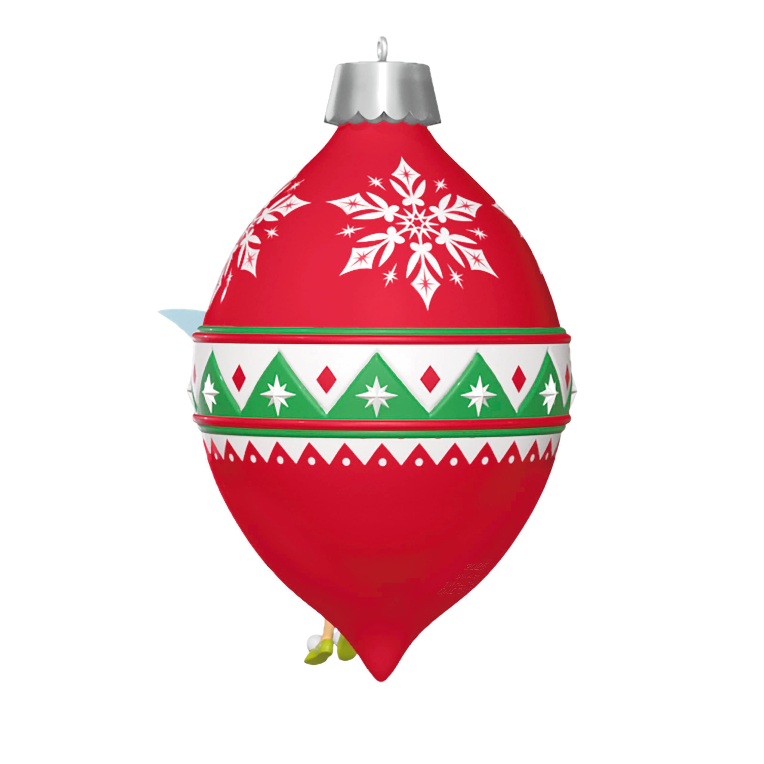 Hallmark Keepsake Tinker Bell hanging on tree showing festive display on branch