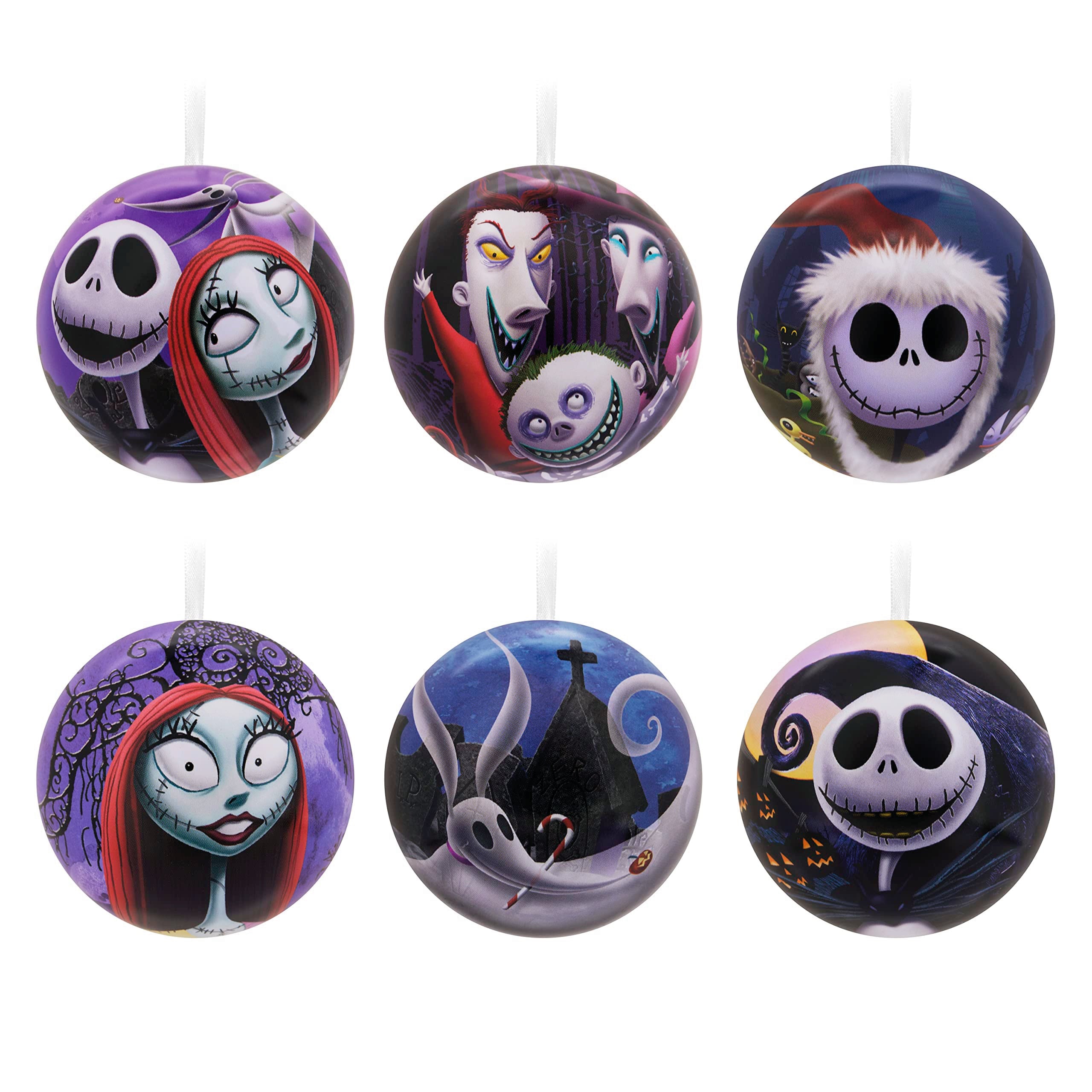 Hallmark tin ball front packaging showing Nightmare Before Christmas characters, great collectible gift