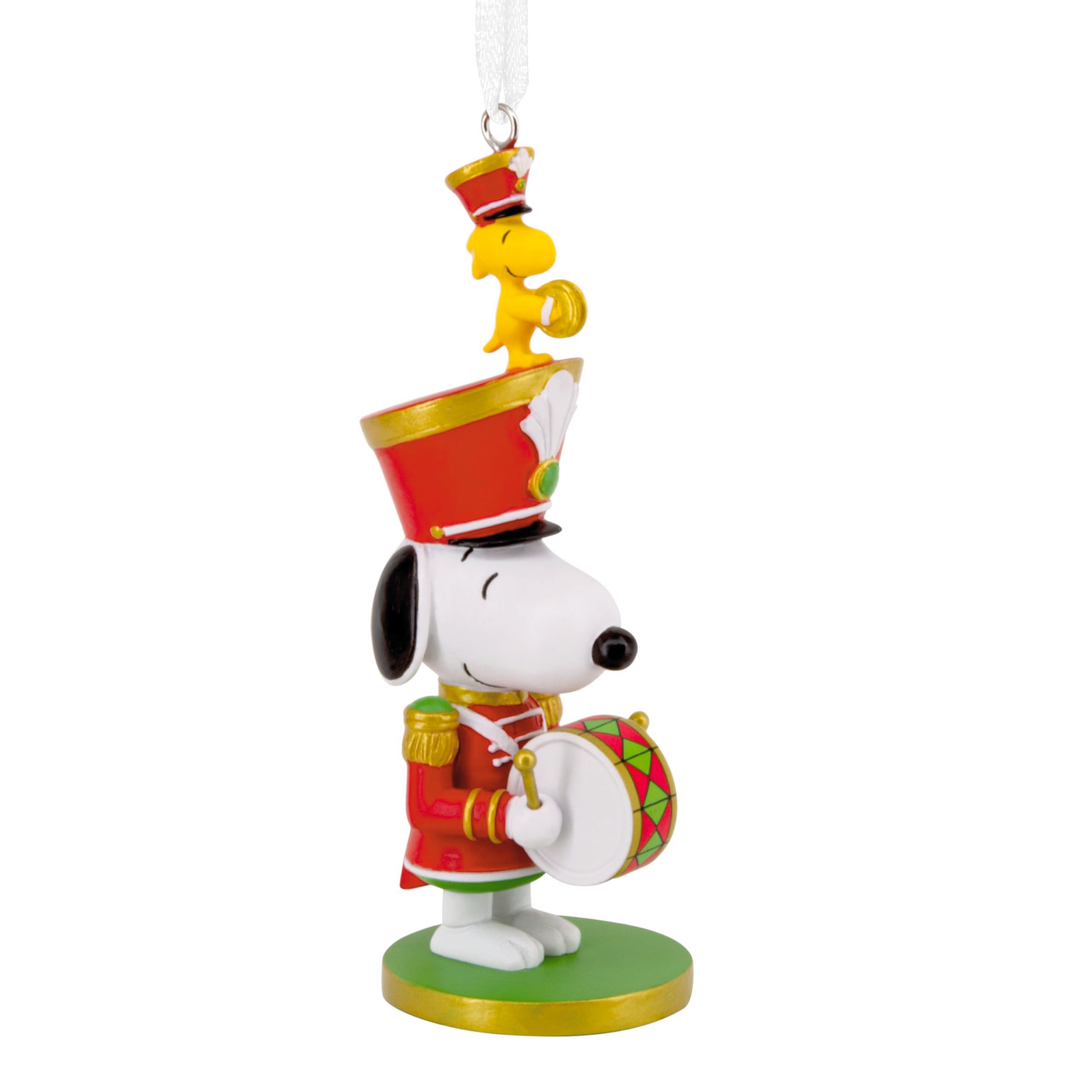 Hallmark Snoopy nutcracker front view showing festive colors and charm