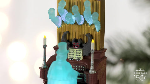 Hallmark Victor Geist on a decorated tree adding Disney Haunted Mansion holiday flair