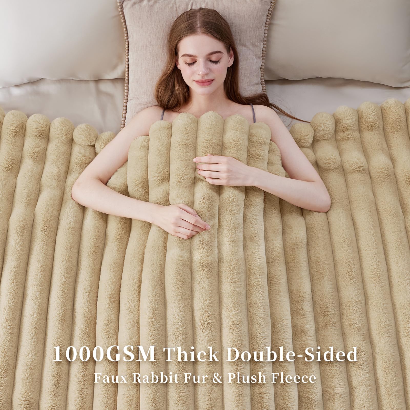 HaloRest throw draped on sofa in living room illustrating cozy styling and comfort