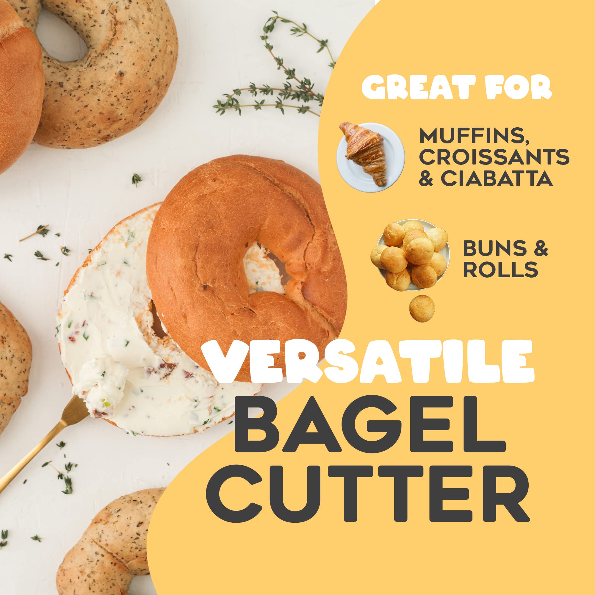 Halve Your Bagel clear acrylic guard closeup protecting fingers while slicing