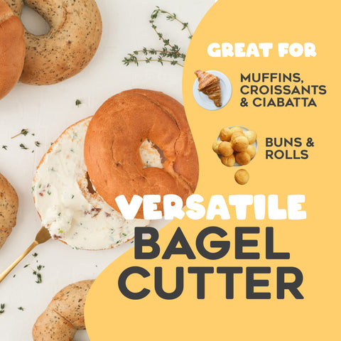 Halve Your Bagel clear acrylic guard closeup protecting fingers while slicing
