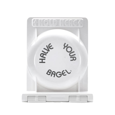 Halve Your Bagel on a breakfast table with bagels and spread showing handy everyday use