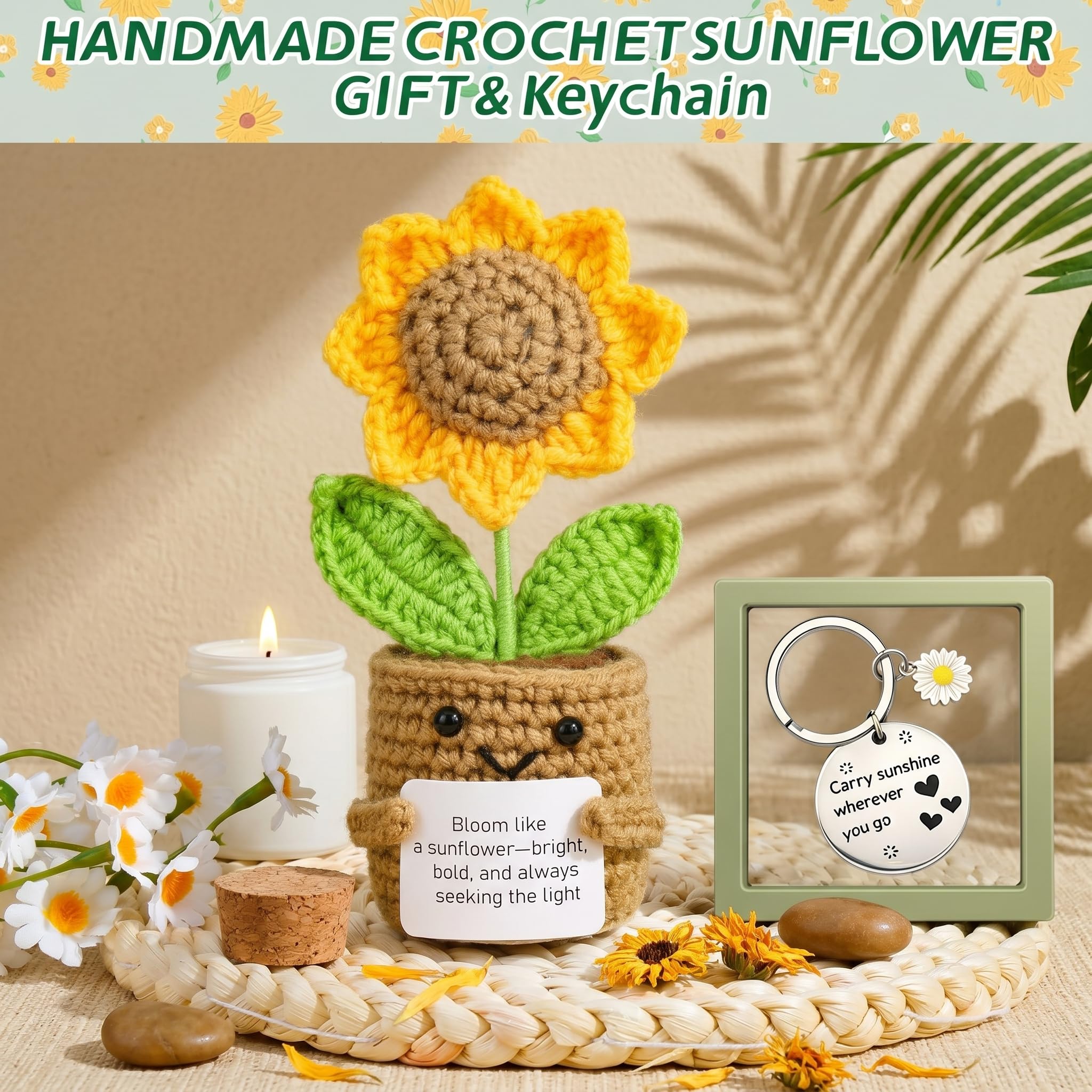 HAMCSTNF fuzzy socks with sunflower keychain emphasizing warmth and daily usefulness