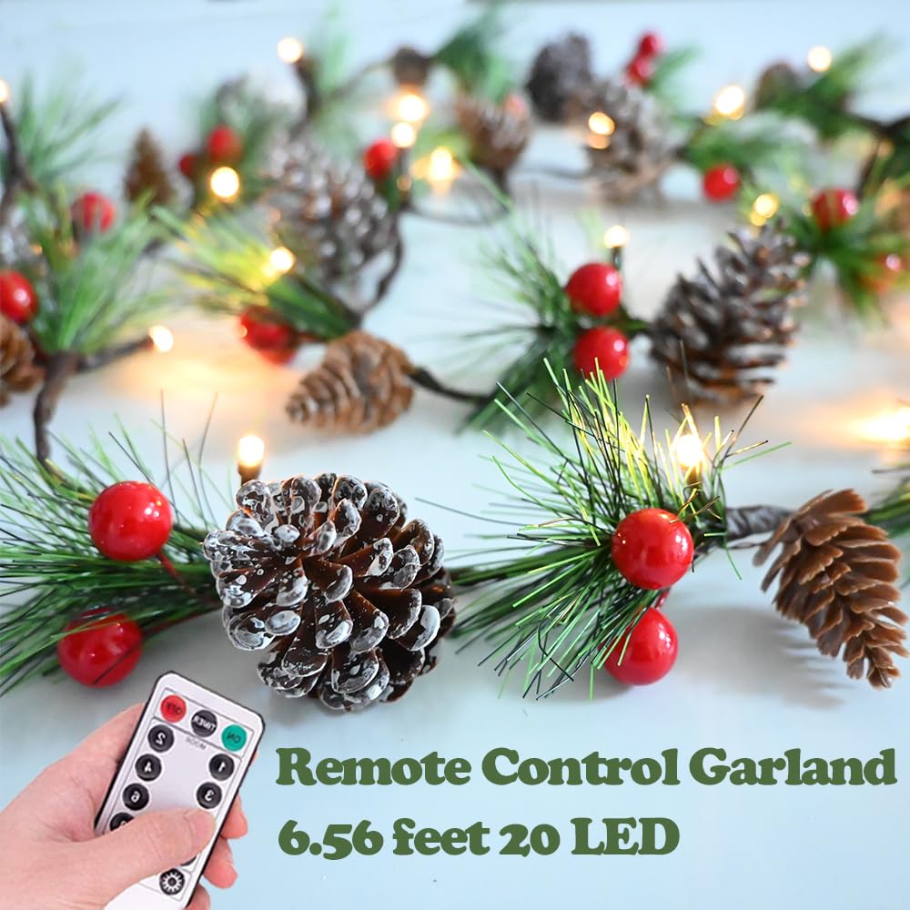 HamiFinee garland draped on a mantel showing warm LED glow and cozy seasonal styling