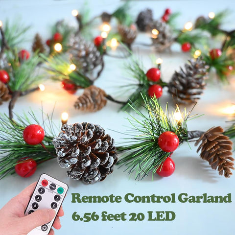 HamiFinee garland draped on a mantel showing warm LED glow and cozy seasonal styling