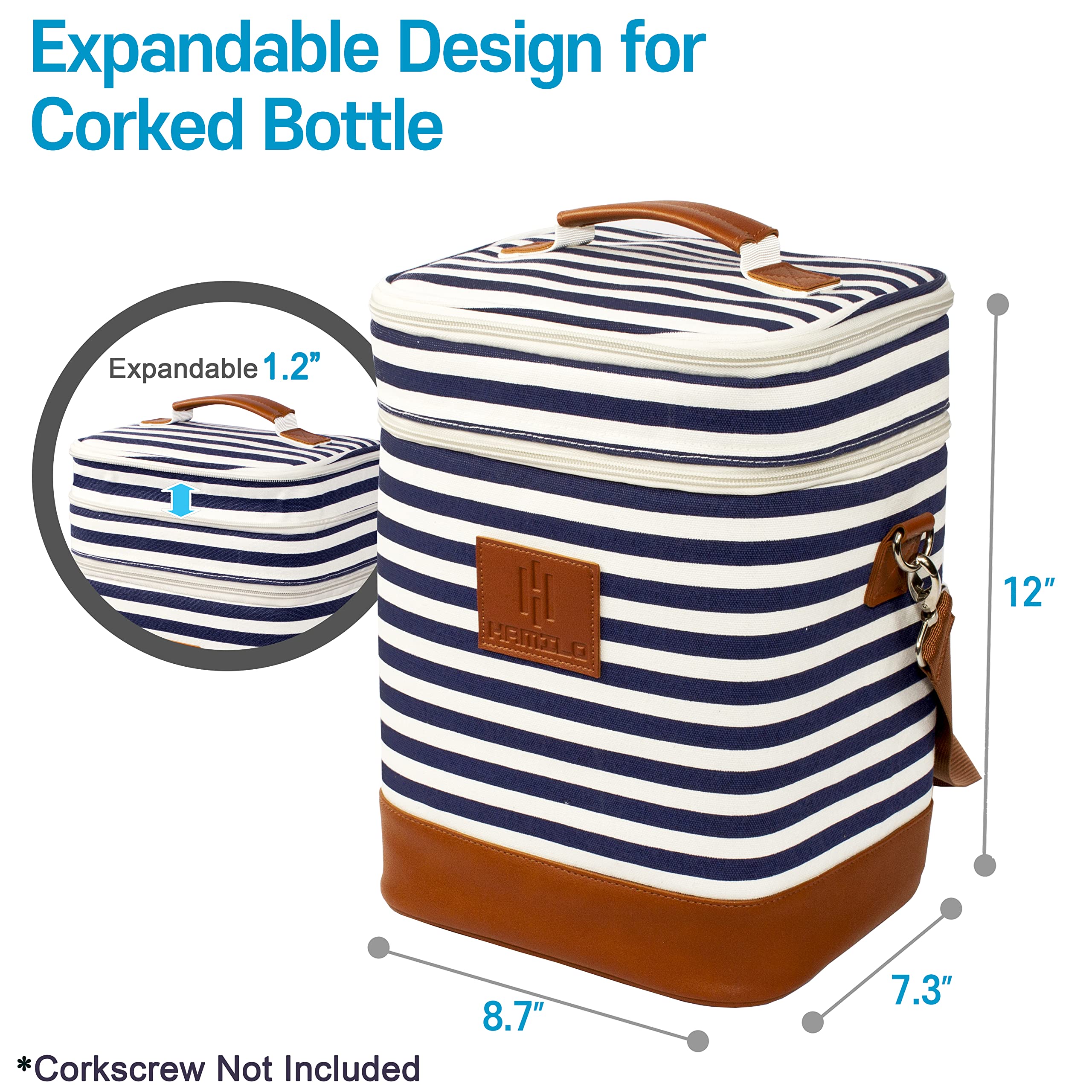 HAMILO expandable top open to fit taller champagne and magnum bottles