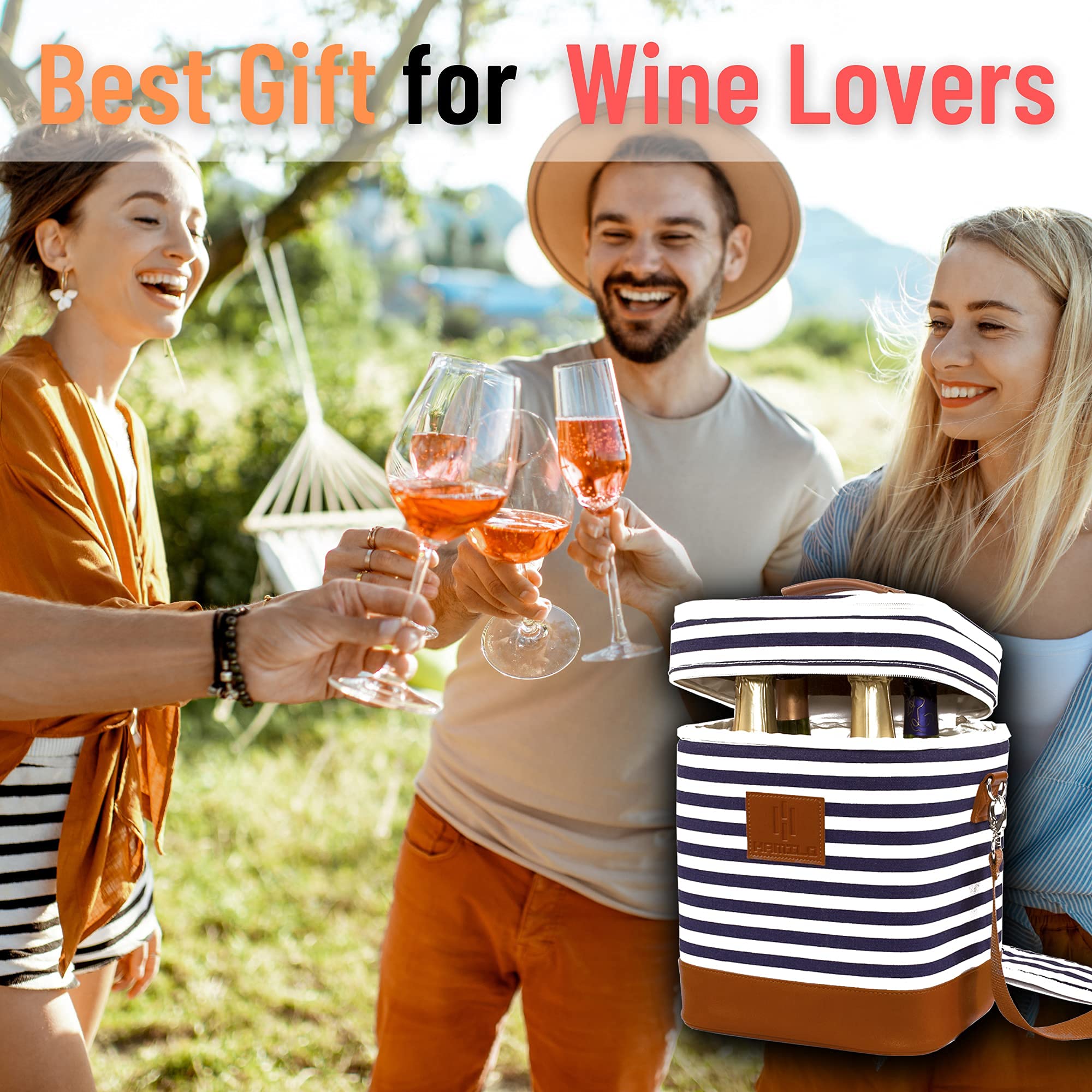 HAMILO tote on a picnic blanket keeping wine cool for outdoor gatherings