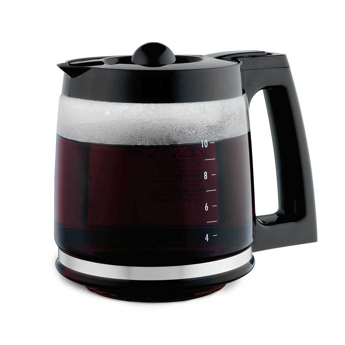 Hamilton Beach carafe front view showing full 12-cup capacity and easy pouring