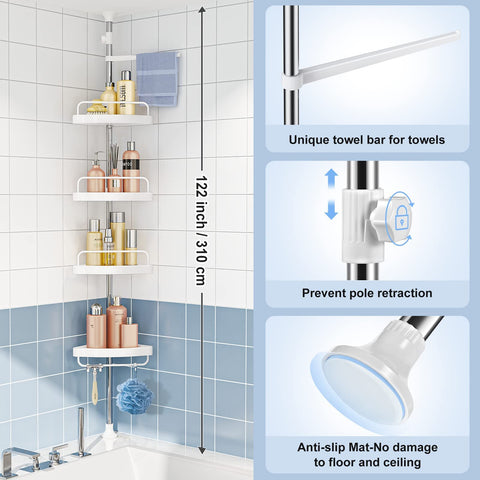 HAMITOR installed full height in shower showing adjustable fit and no-drill convenience