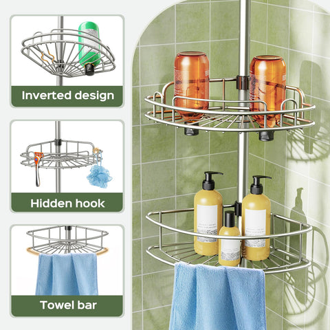 HAMITOR hidden hooks holding razor and loofah for easy access