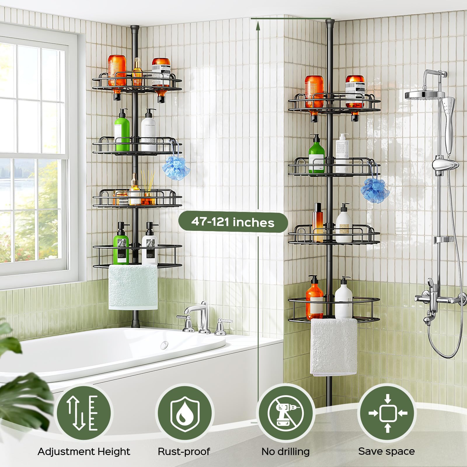 HAMITOR lifestyle bathroom installation in rental showing tool-free setup benefit