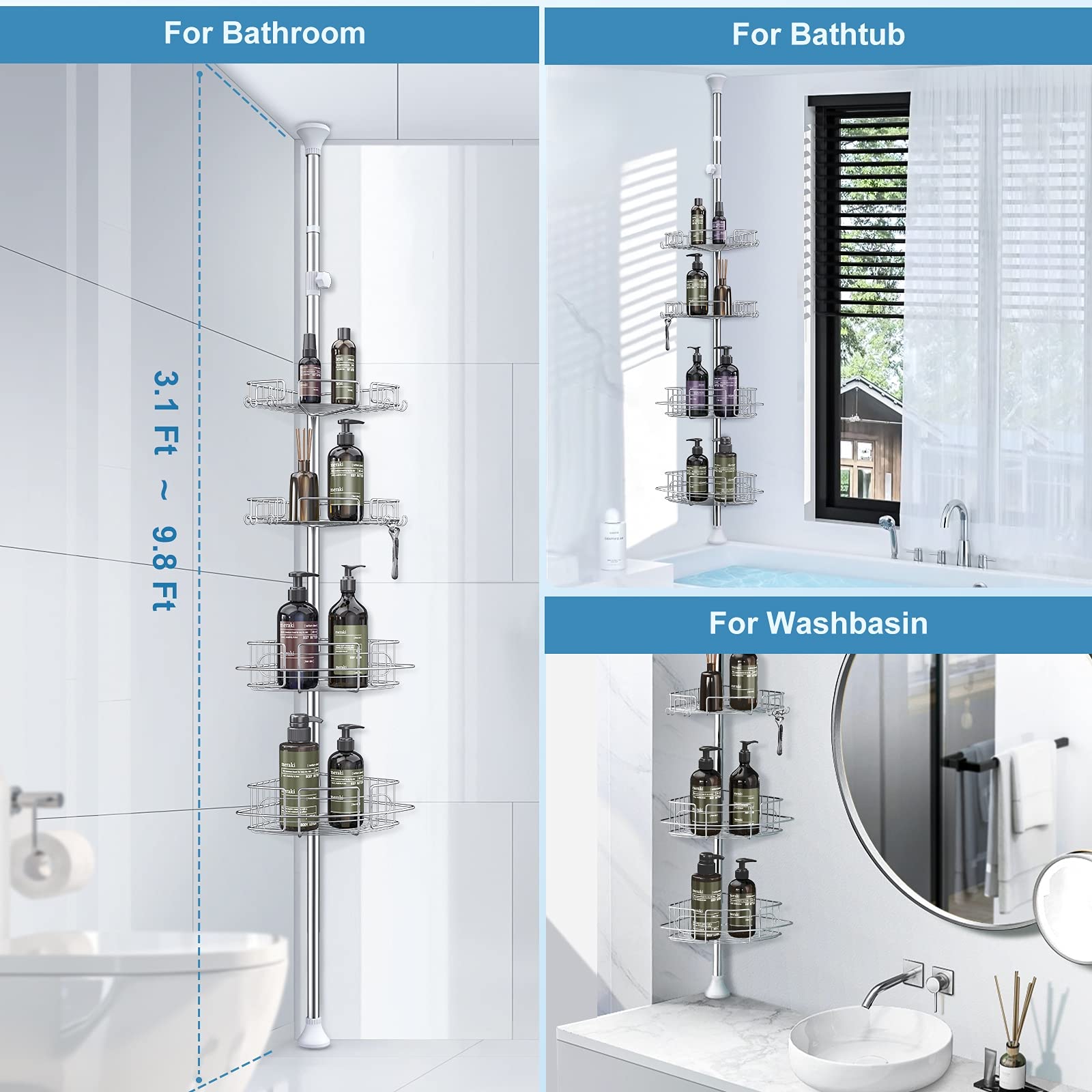 HAMITOR scale comparison with bath products showing generous shelf capacity and organization