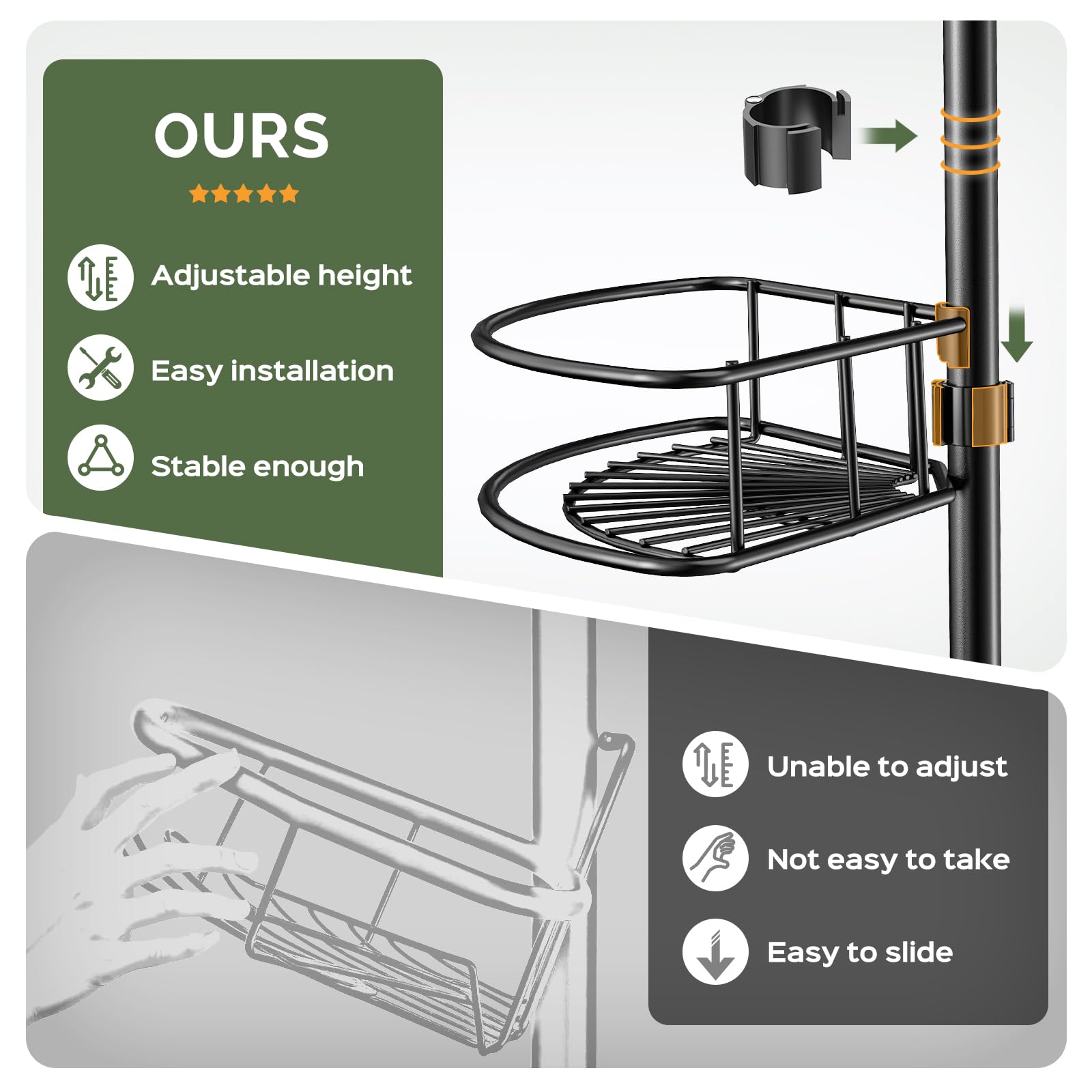 HAMITOR shelf clip buckle closeup enabling quick height adjustment benefit