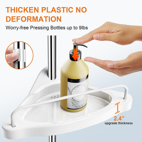 HAMITOR caddy in shower filled with bottles demonstrating organized storage
