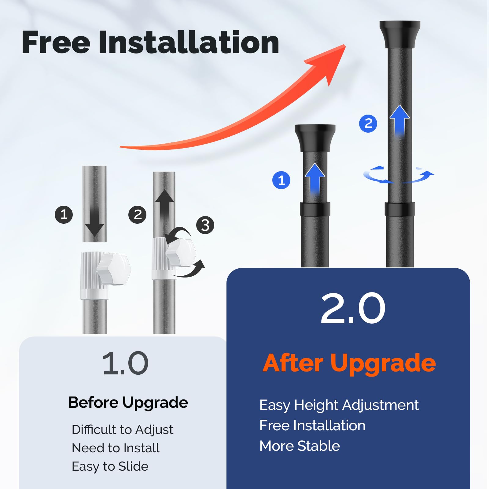 HAMITOR detail of telescopic pole and clip buckle ensuring quick stable installation