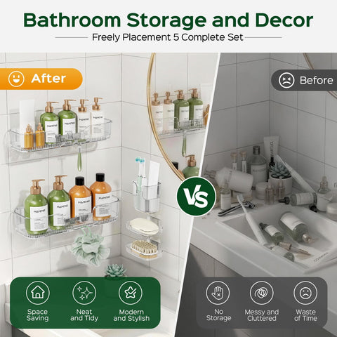 HAMITOR triple hooks holding loofahs showing convenient hanging benefit