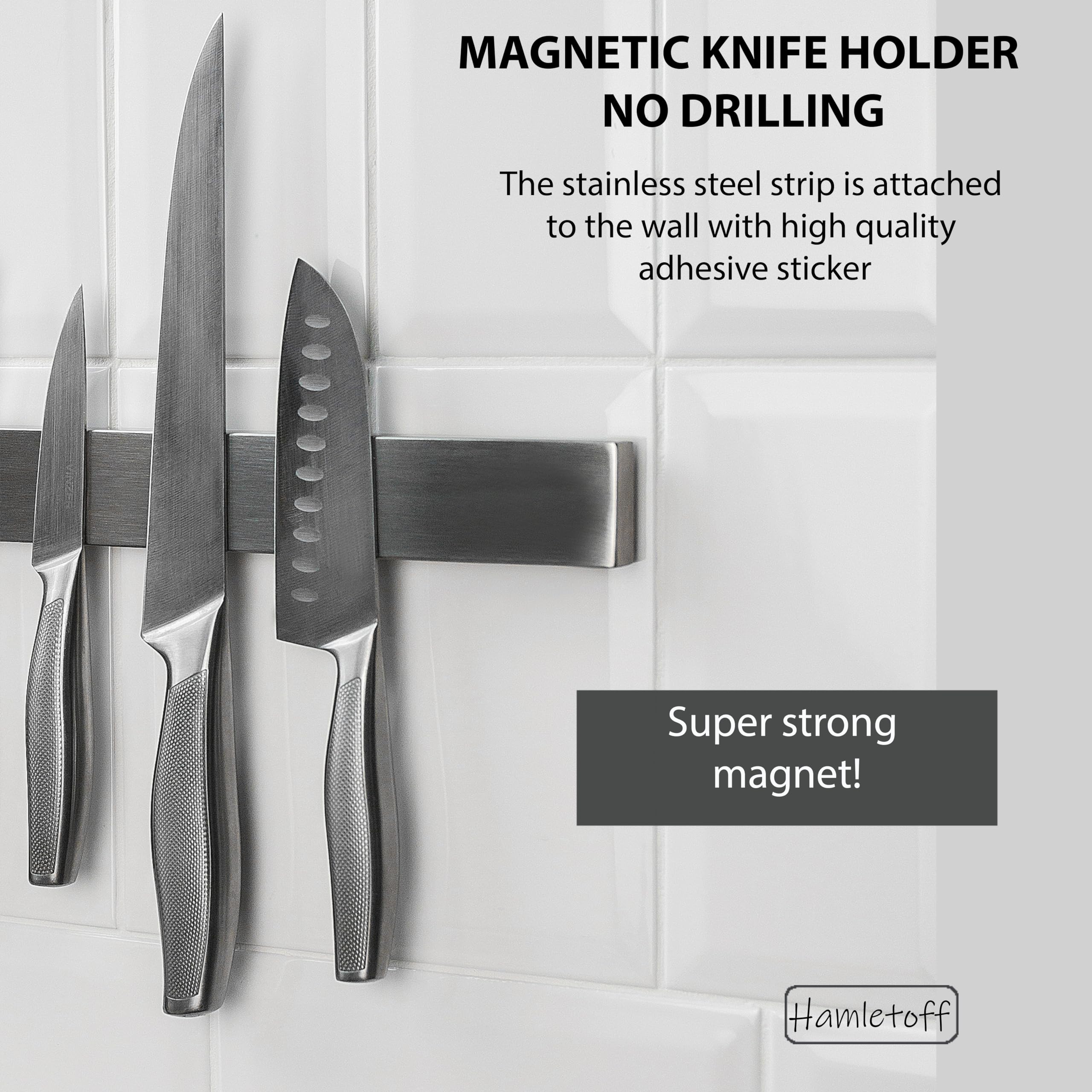 Hamletoff adhesive sticker and illustrated instructions for no-drill secure installation benefit