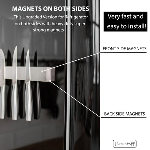 Hamletoff close-up of magnet edge showing even magnetic strip for secure knife hold