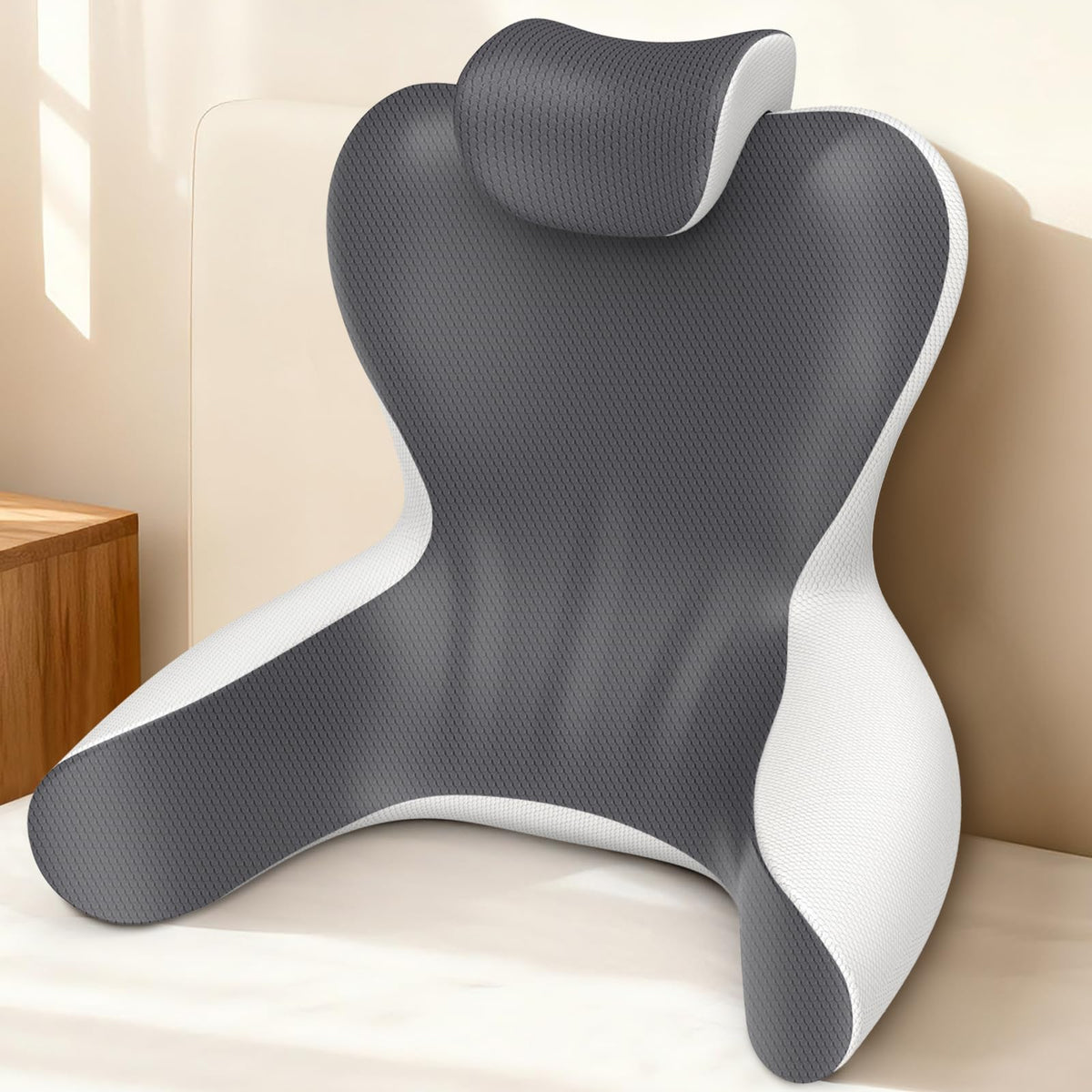 HAMYODO front view of 22 inch reading pillow showing ergonomic support benefit