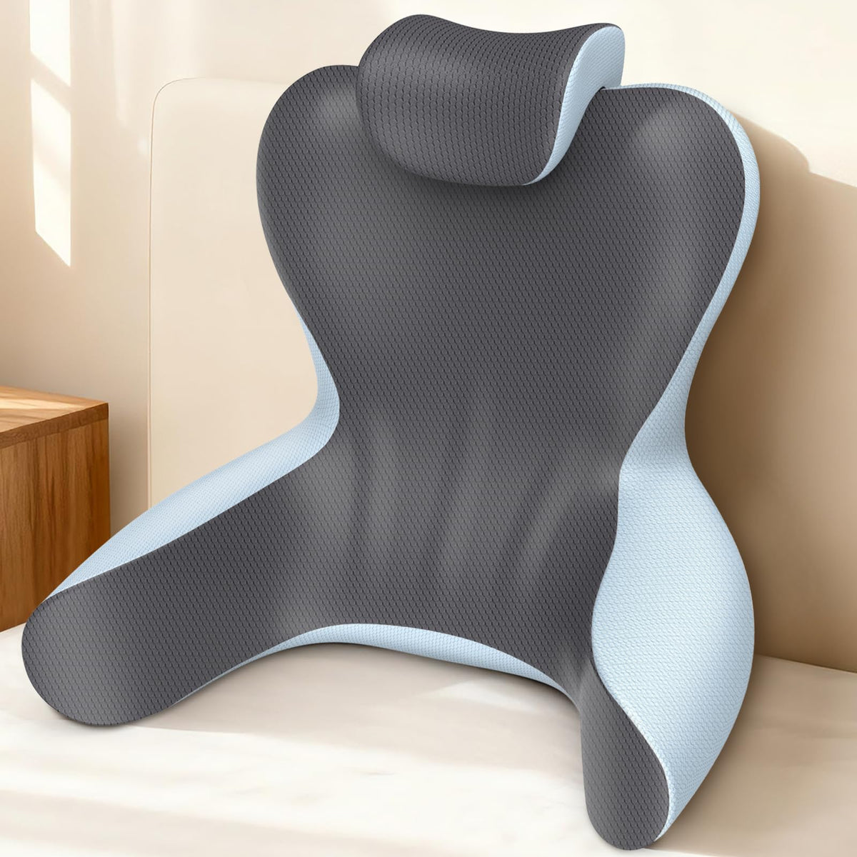 HAMYODO front view of XL reading pillow showing full back support for better posture