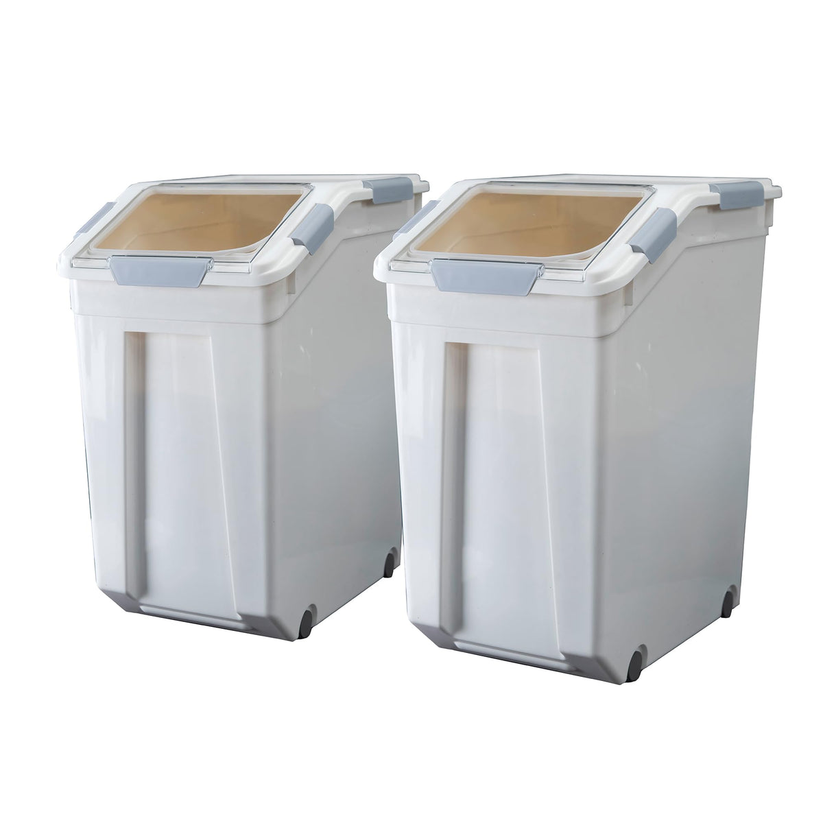HANAMYA front view of two white containers showcasing capacity and stacked convenience