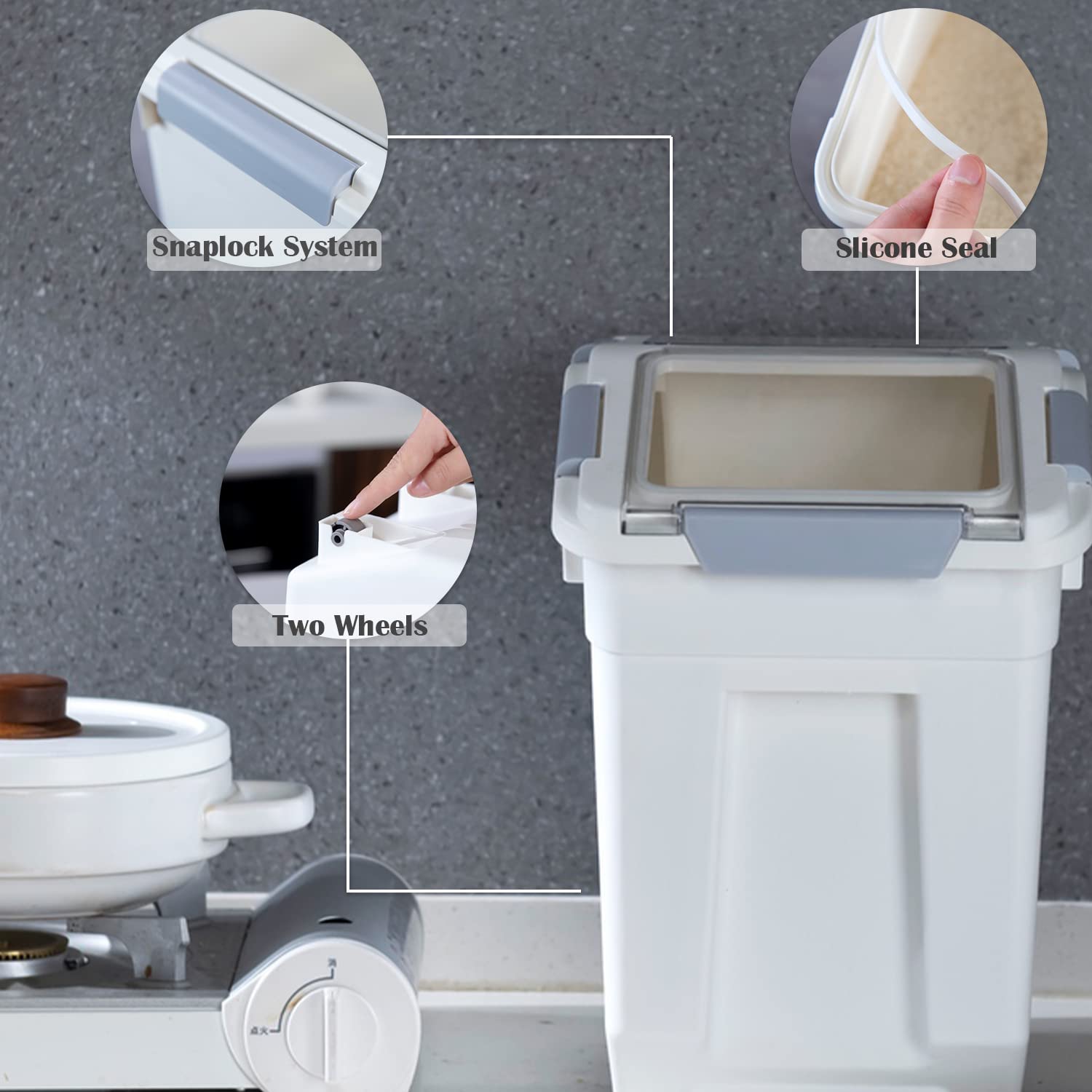 HANAMYA handle and four wheels detail for easy moving and storage