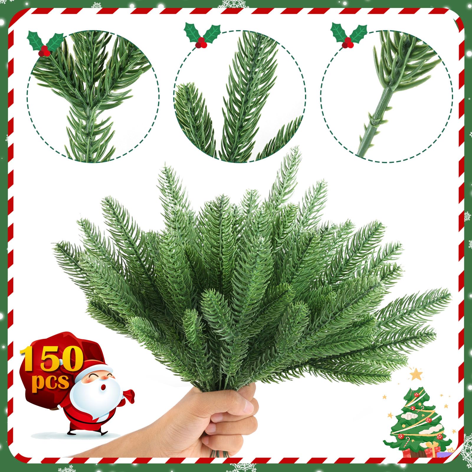 Hananona close-up of plastic pine needles showing realistic texture benefit: lifelike appearance