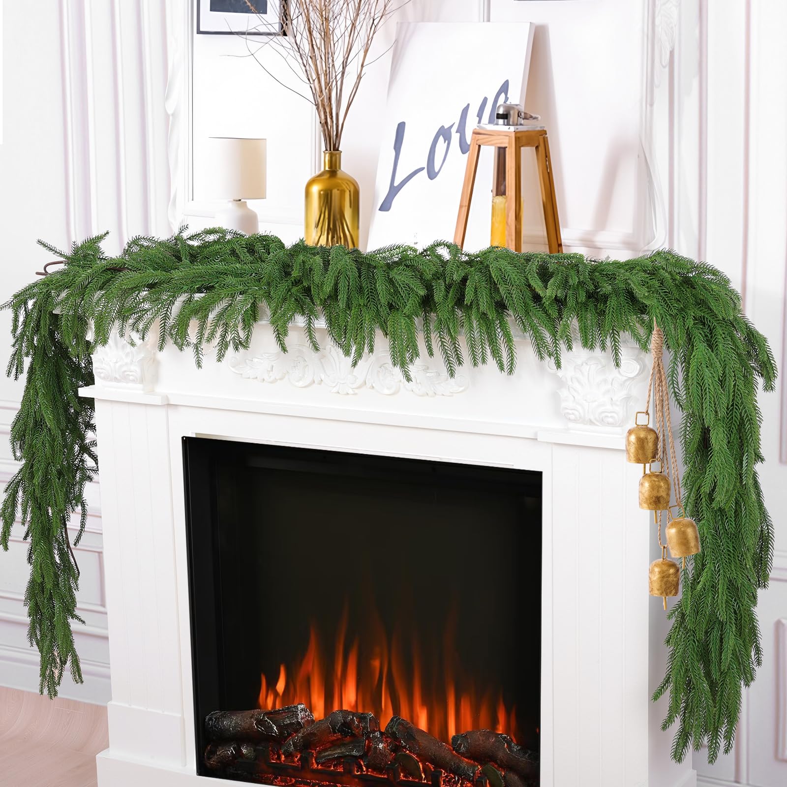 Hananona front view of two 6ft garlands showing full, lush coverage