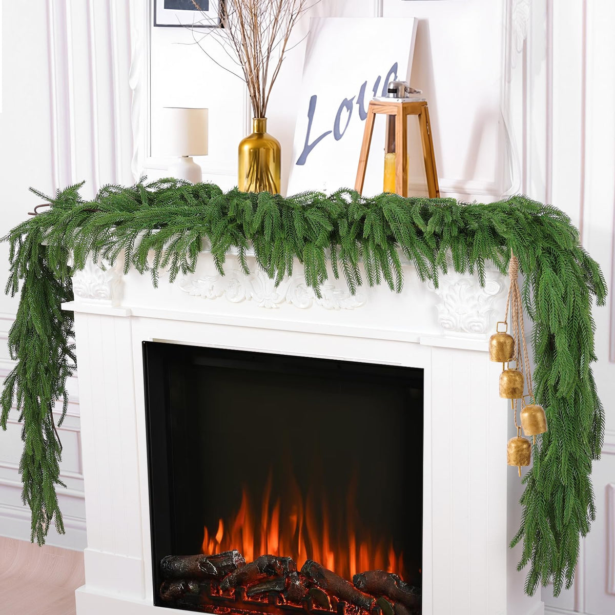 Hananona front view of two 6ft garlands showing full, lush coverage