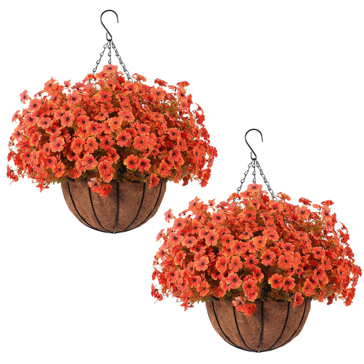 Hananona front view hanging baskets showing instant autumn curb appeal