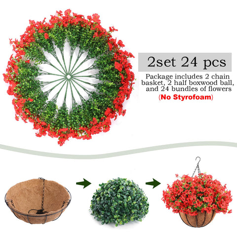Hananona hanging basket beside a handrail showing true size scale