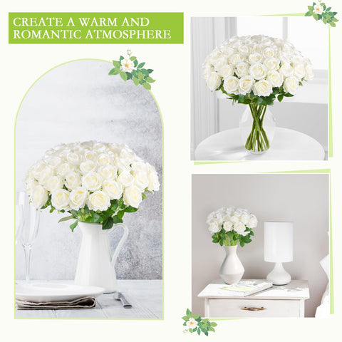 Hananona vase arrangement showing white roses creating elegant centerpiece