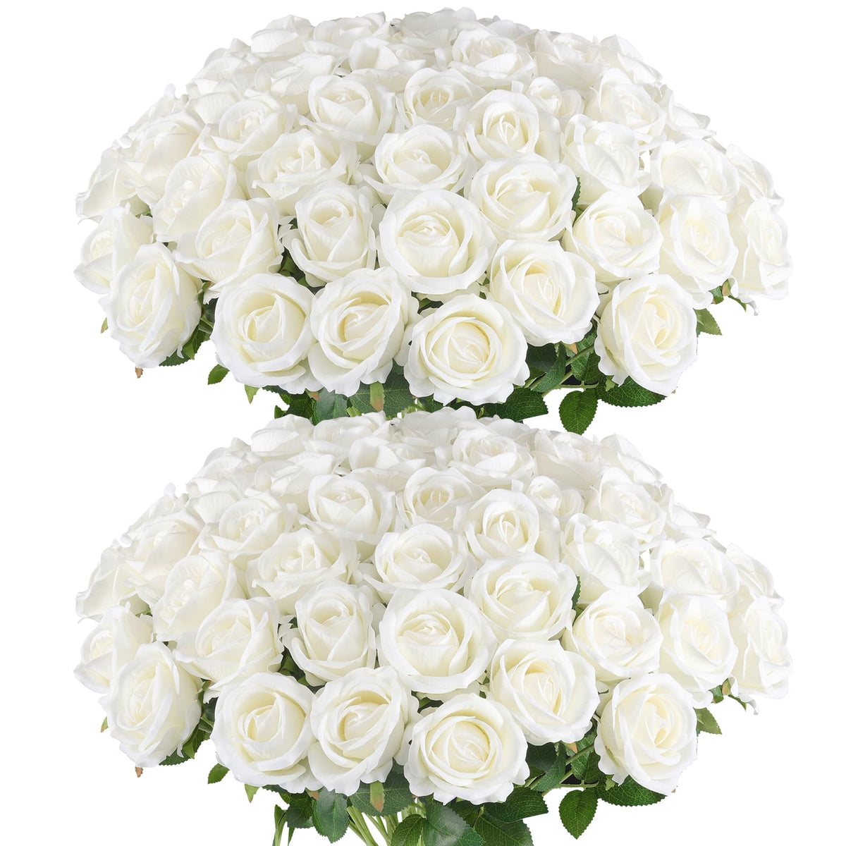 Hananona front view of white rose bunch showing realistic petals and volume benefit