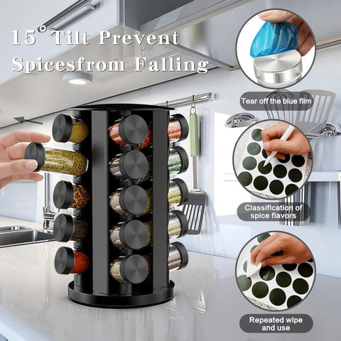 Handisen spice organizer inside cabinet showing slim footprint and storage efficiency benefit
