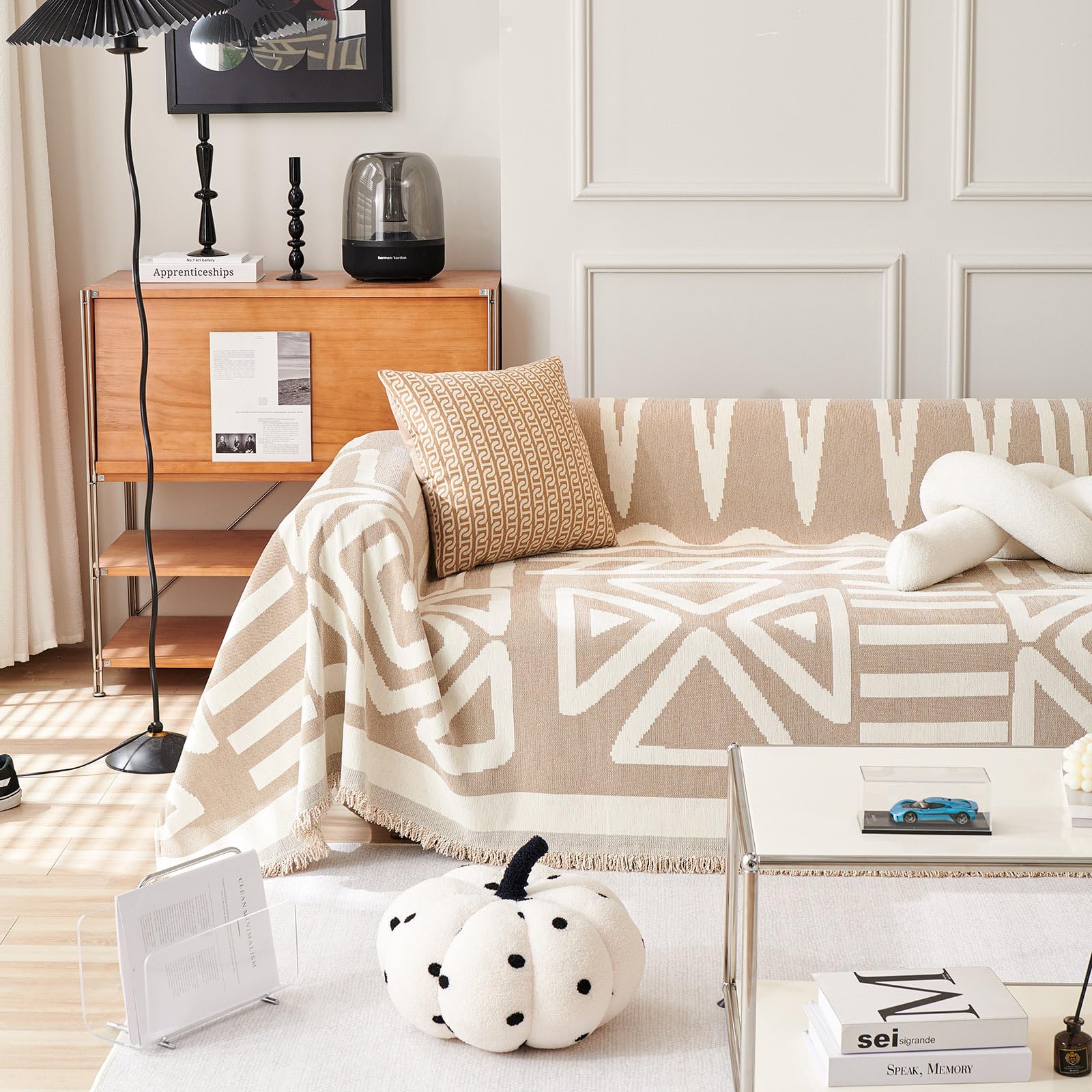 HANDONTIME front view on oversized sectional showing full coverage and neat fit